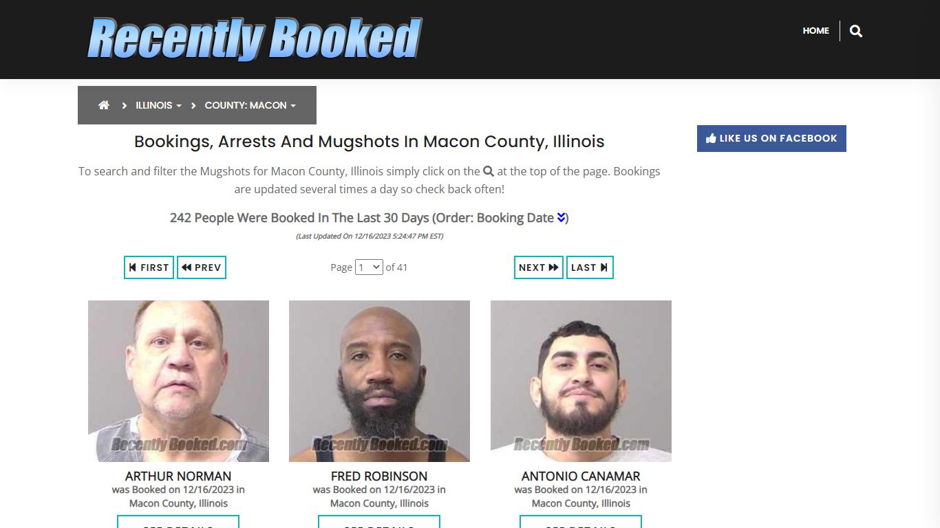 Recent bookings, Arrests, Mugshots in Macon County, Illinois