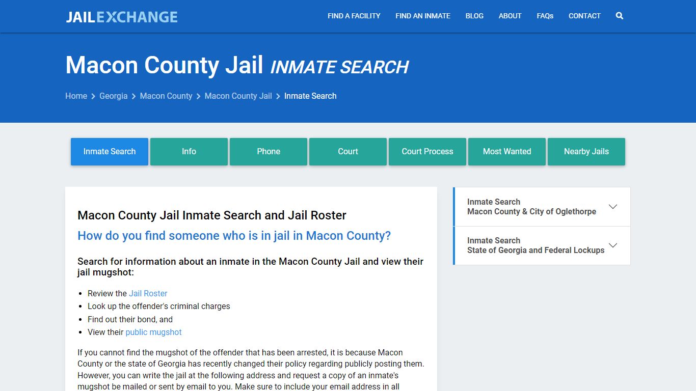 Inmate Search: Roster & Mugshots - Macon County Jail, GA